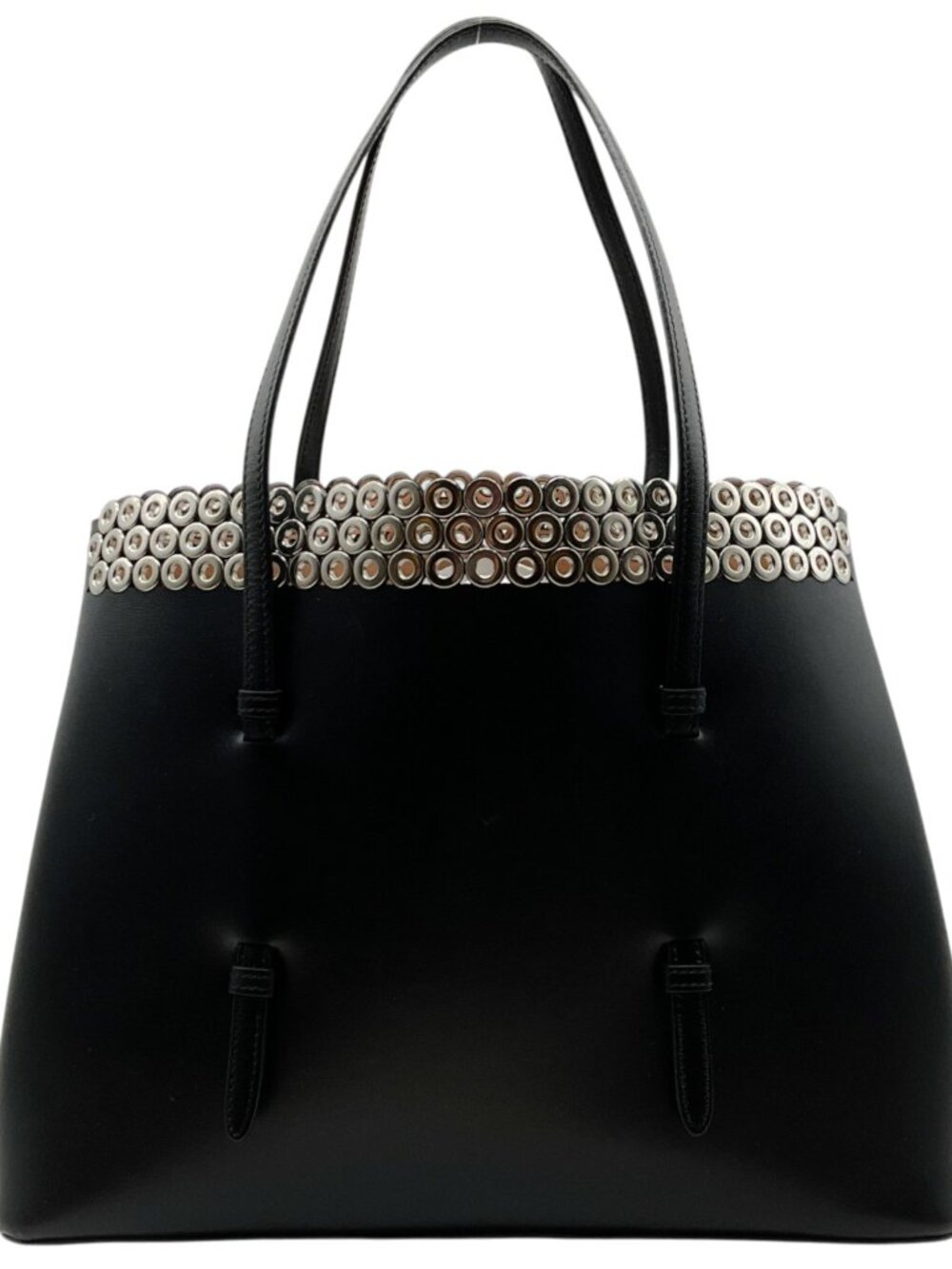 Alaïa Black Leather Eyelet Embellished Tote